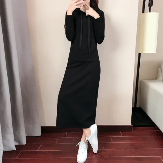 Women's Long Sleeve Hoodie Dress - Autumn Winter Style