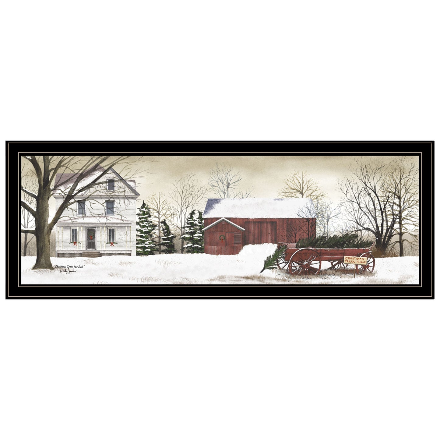 Christmas Trees for Sale Black Grooved Frame Wall Art-1