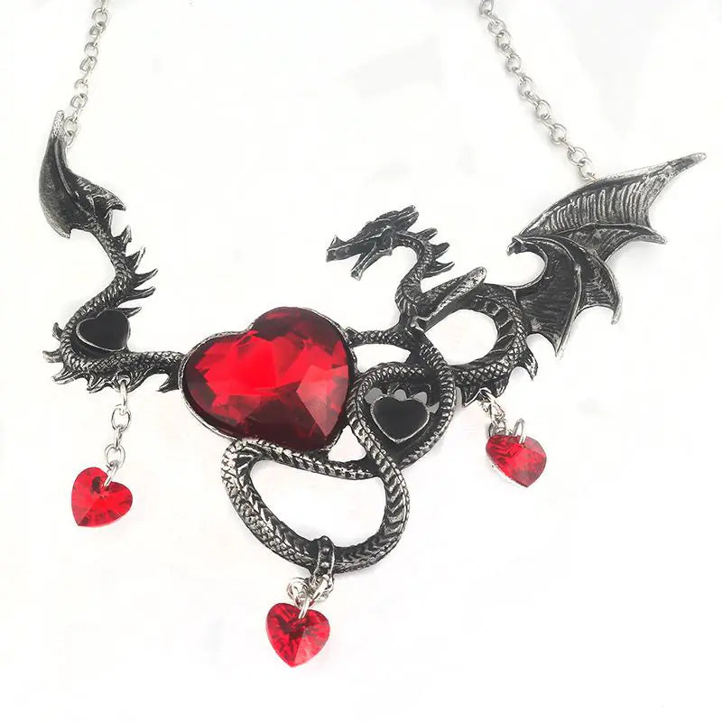 Heart-Shaped Sapphire Dragon Necklace Game of Thrones