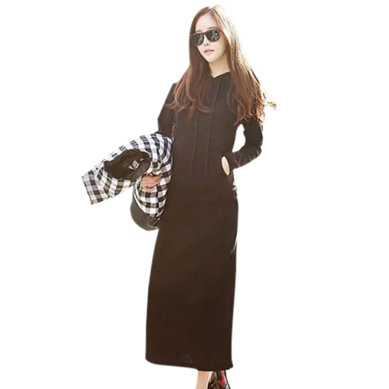 Women's Long Sleeve Hoodie Dress - Autumn Winter Style