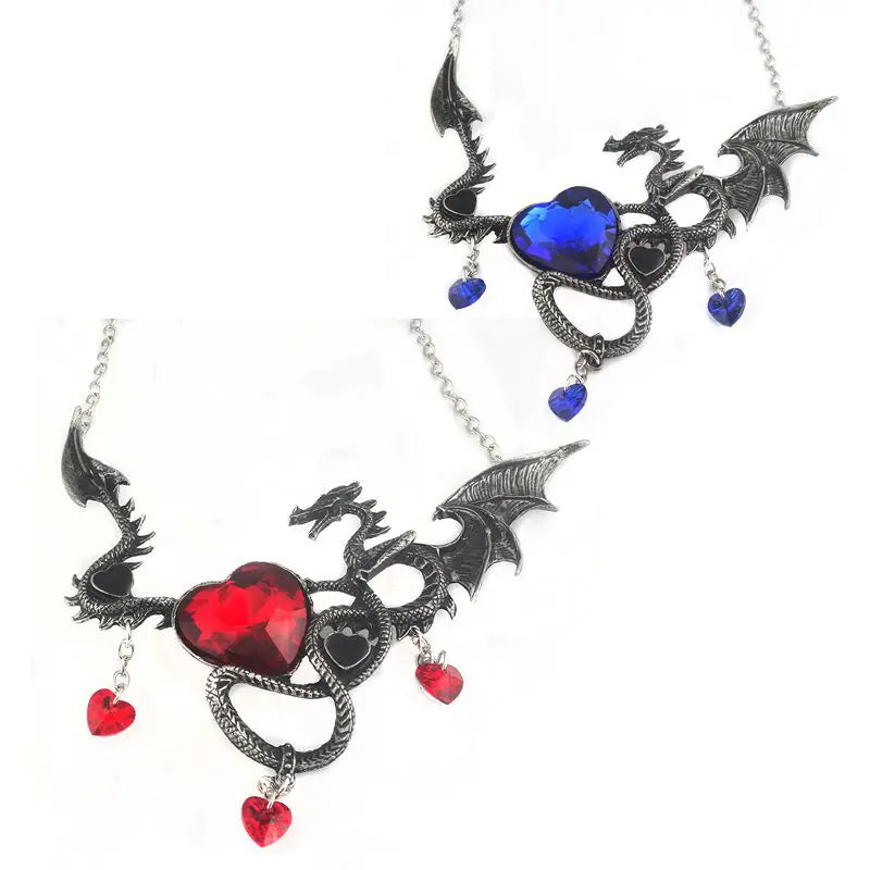 Heart-Shaped Sapphire Dragon Necklace Game of Thrones