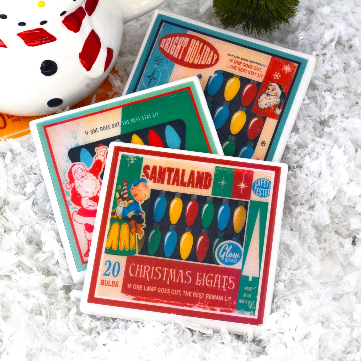 Christmas Lights Vintage Christmas Coaster Set-3