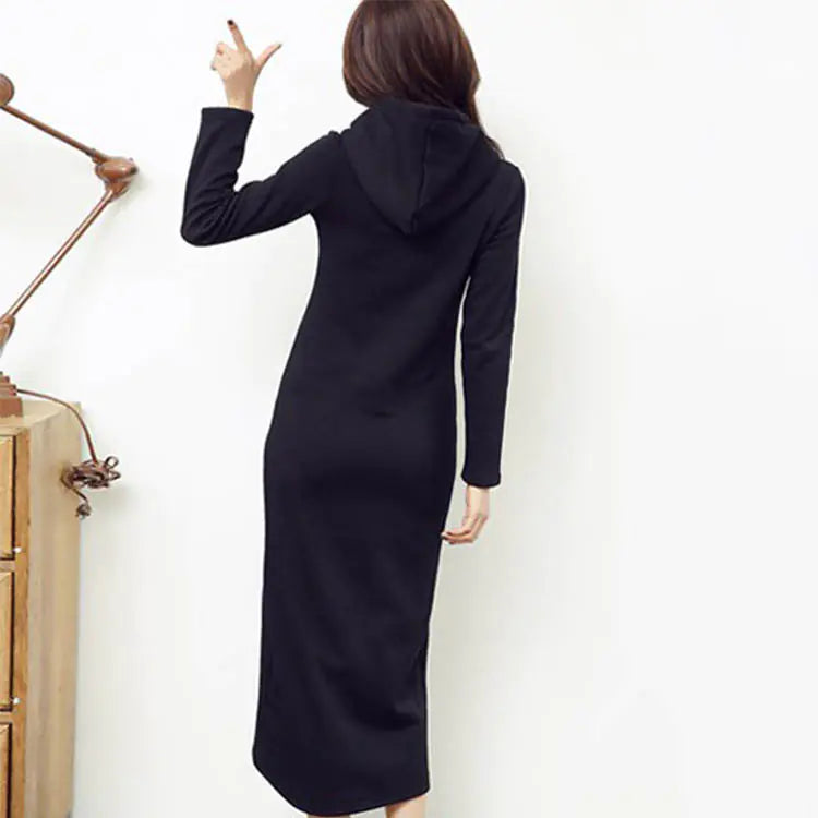 Women's Long Sleeve Hoodie Dress - Autumn Winter Style