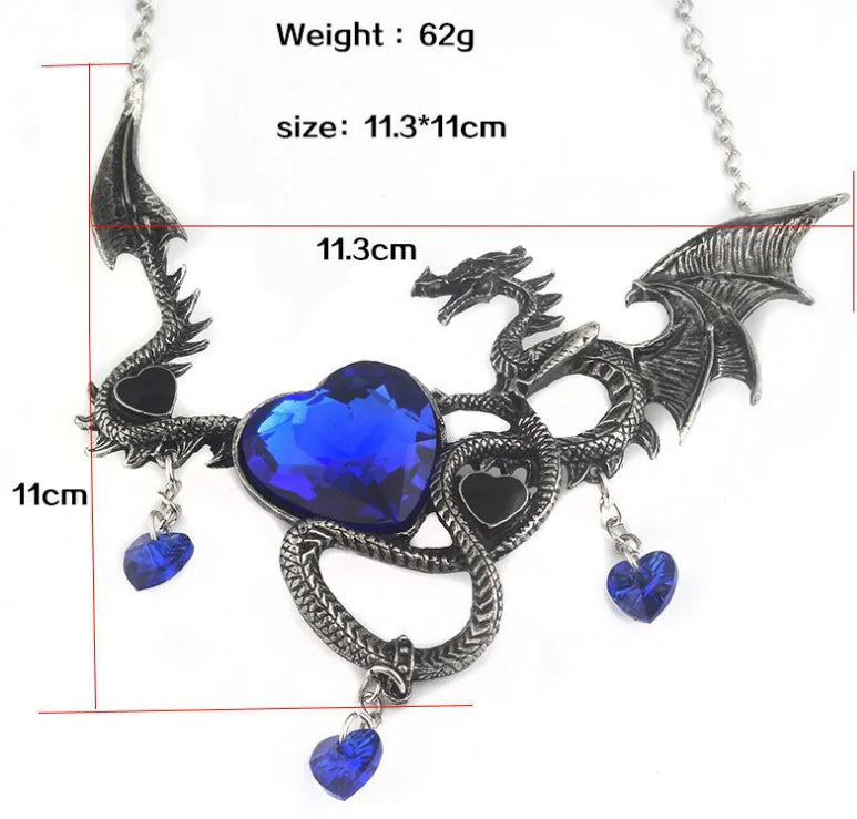 Heart-Shaped Sapphire Dragon Necklace Game of Thrones