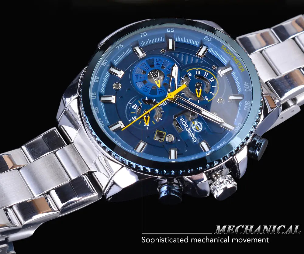 Men's Automatic Mechanical Watch with Steel Band