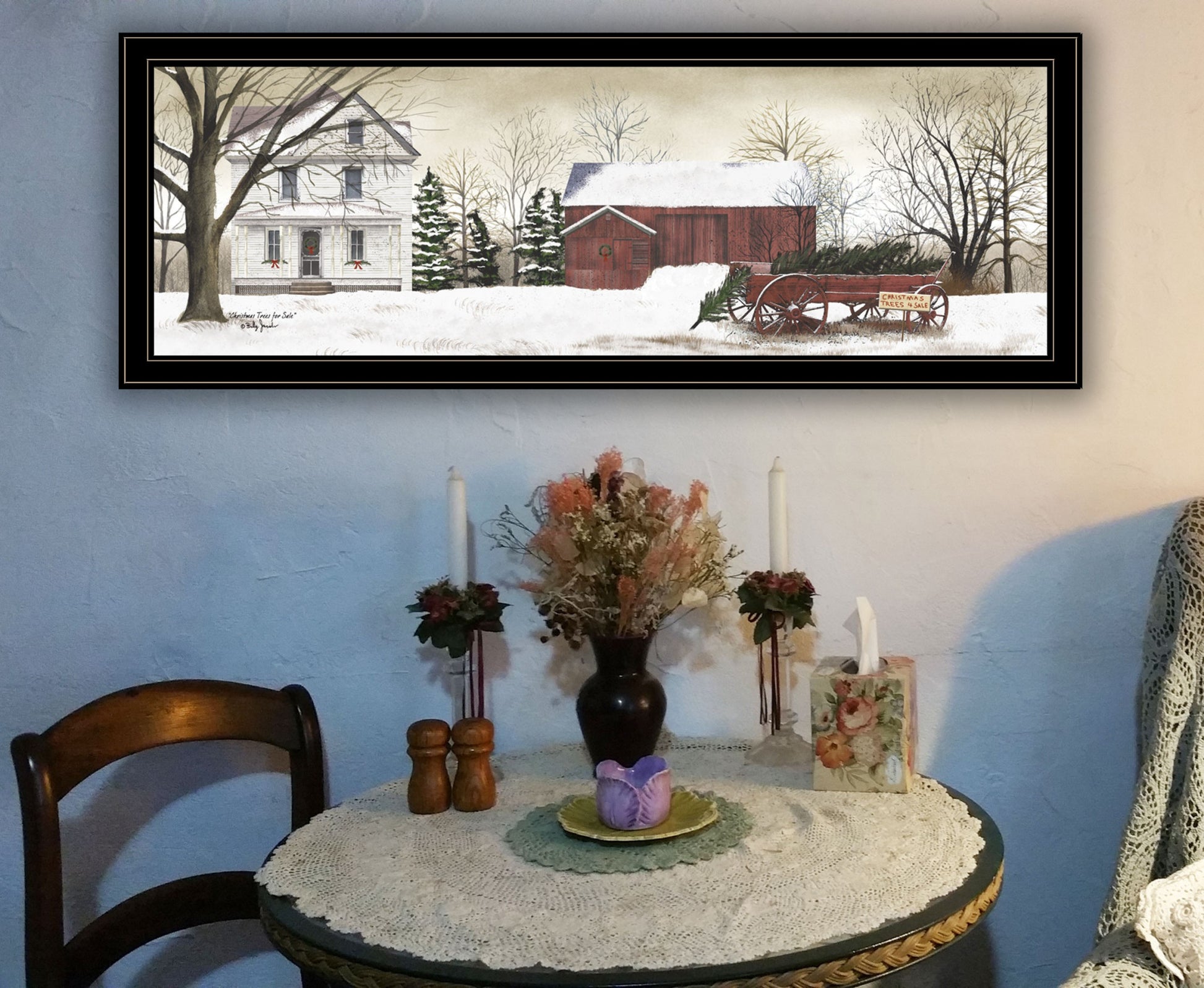 Christmas Trees for Sale Black Grooved Frame Wall Art-3