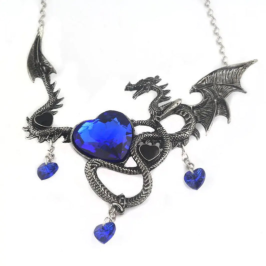 Heart-Shaped Sapphire Dragon Necklace Game of Thrones